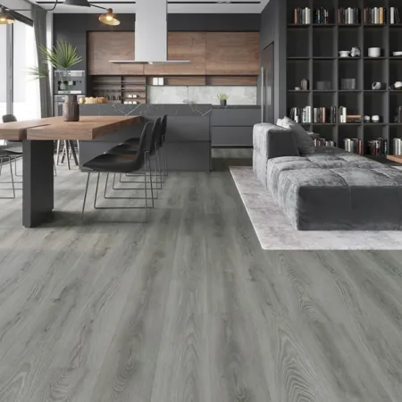EMPIRE Mystic Gray luxury vinyl plank flooring showing texture and grey tones