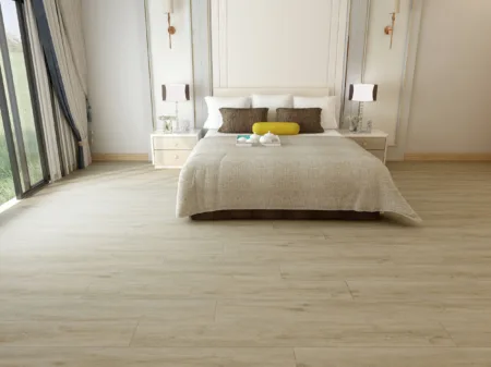 AQUABELLA White Washed Oak installed in beach-themed living room