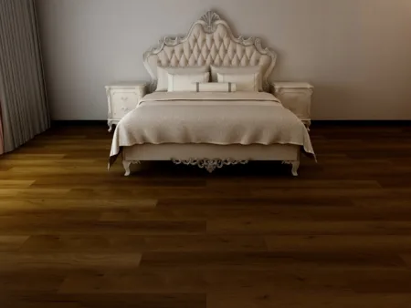 CLASSIC Madison Oak Vinyl installed in a cozy living room.