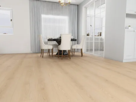 Maxxi Floors Summer Sand Luxury Vinyl Flooring planks installed in a cozy living room with beachy accents.