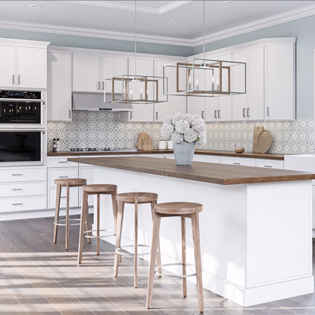 US Cabinet Depot Edgeline White slim Shaker cabinetry