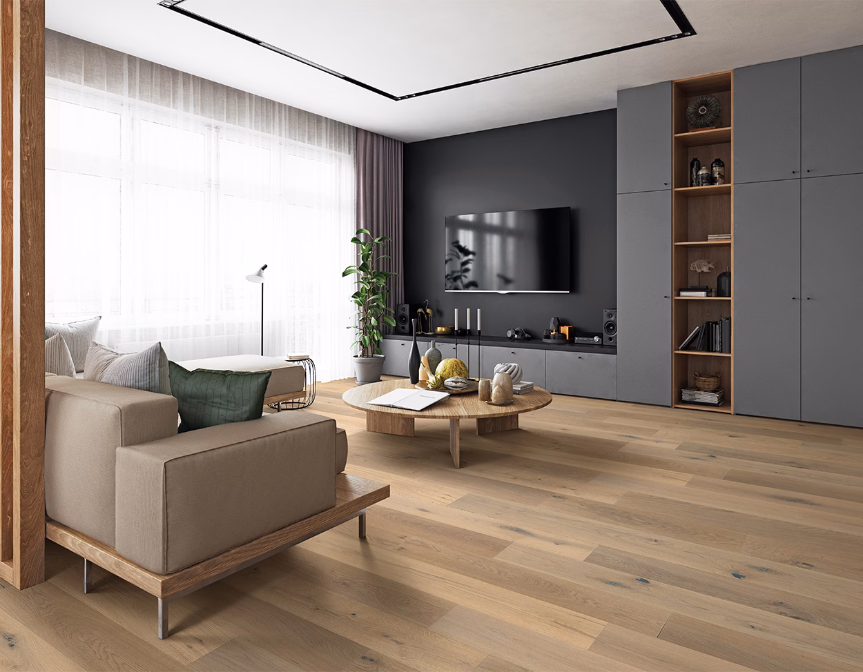 Mullican Bellême Alsace hardwood flooring installed in a room