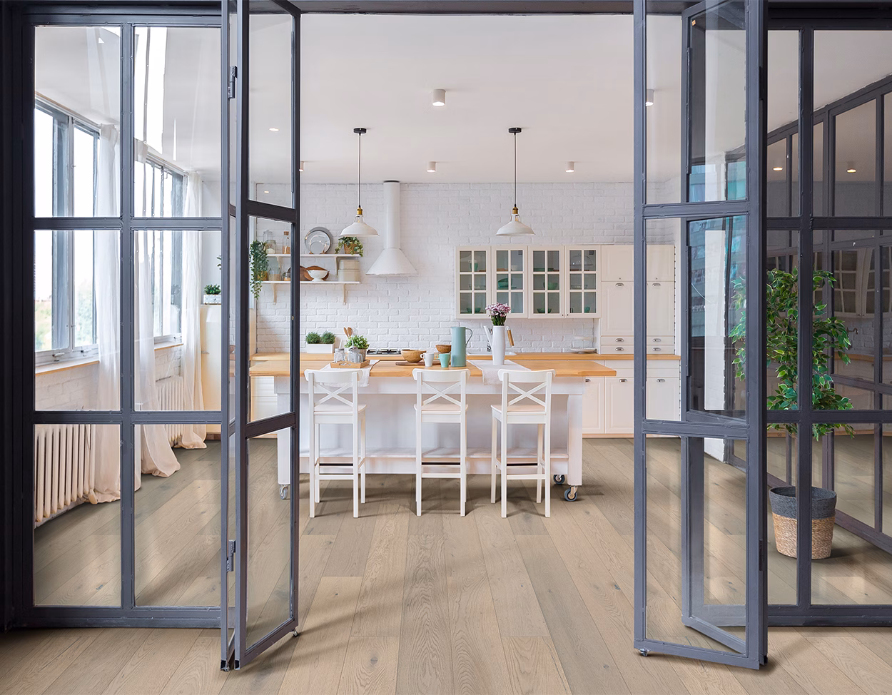 Mullican Bellême D'Arcy hardwood flooring installed in a room