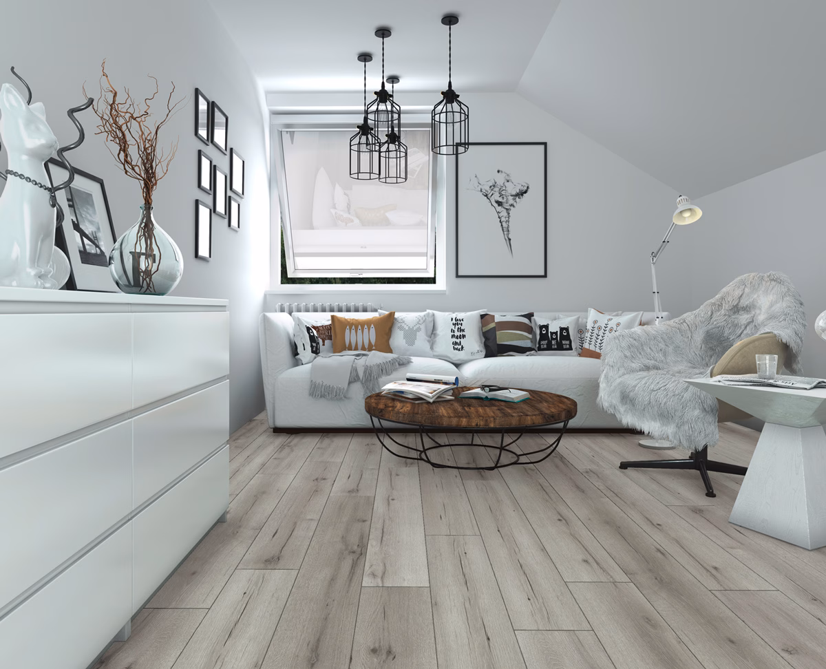 Inhaus Lamdura Landmark Cassini laminate flooring installed in a room