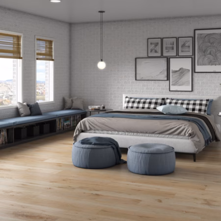 LM Flooring Reaction Caldera hardwood flooring installed in a room