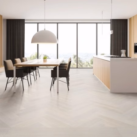 Nuvelle Madera Herringbone Antique White Hardwood Flooring