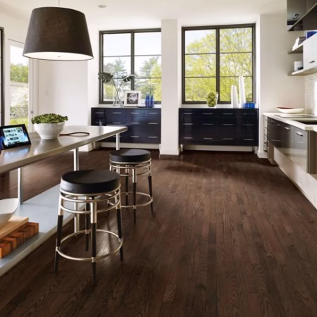 Hartco Prime Harvest Cocoa Bean hardwood flooring installed in a room