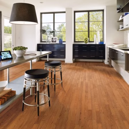 Hartco Prime Harvest Elite Butterscotch hardwood flooring installed in a room