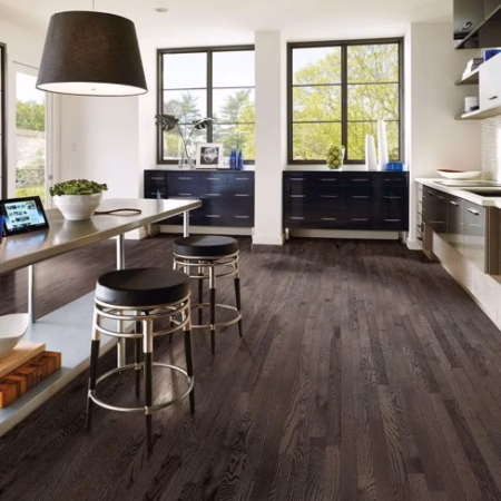 Hartco Prime Harvest Oceanside Gray hardwood flooring installed in a room