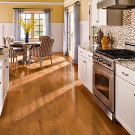 Hartco Prime Harvest Butterscotch hardwood flooring installed in a room