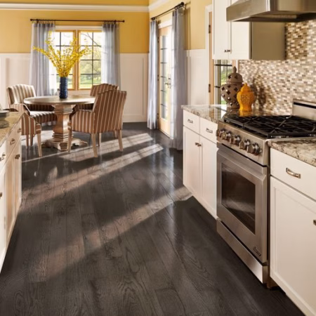 Hartco Prime Harvest Oceanside Gray hardwood flooring installed in a room