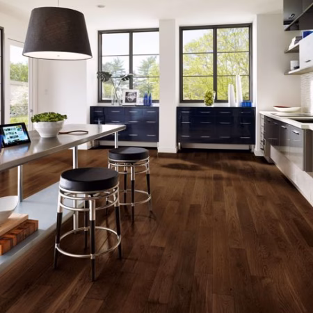 Hartco Prime Harvest Elite Cocoa Bean hardwood flooring installed in a room
