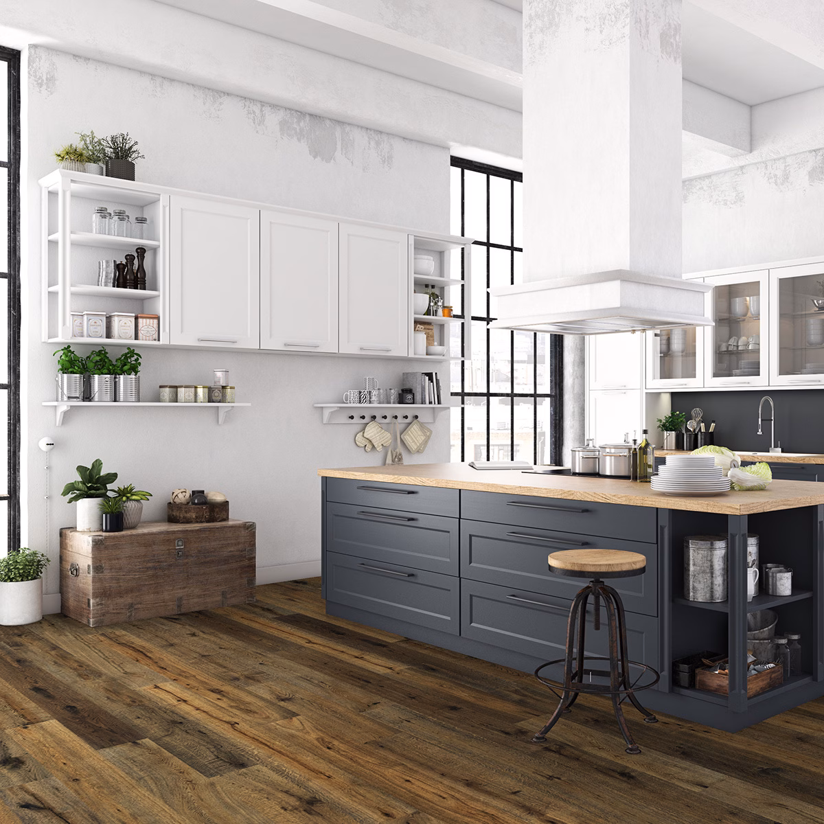 LIFECORE Adela Oak Overtures hardwood flooring installed in a room