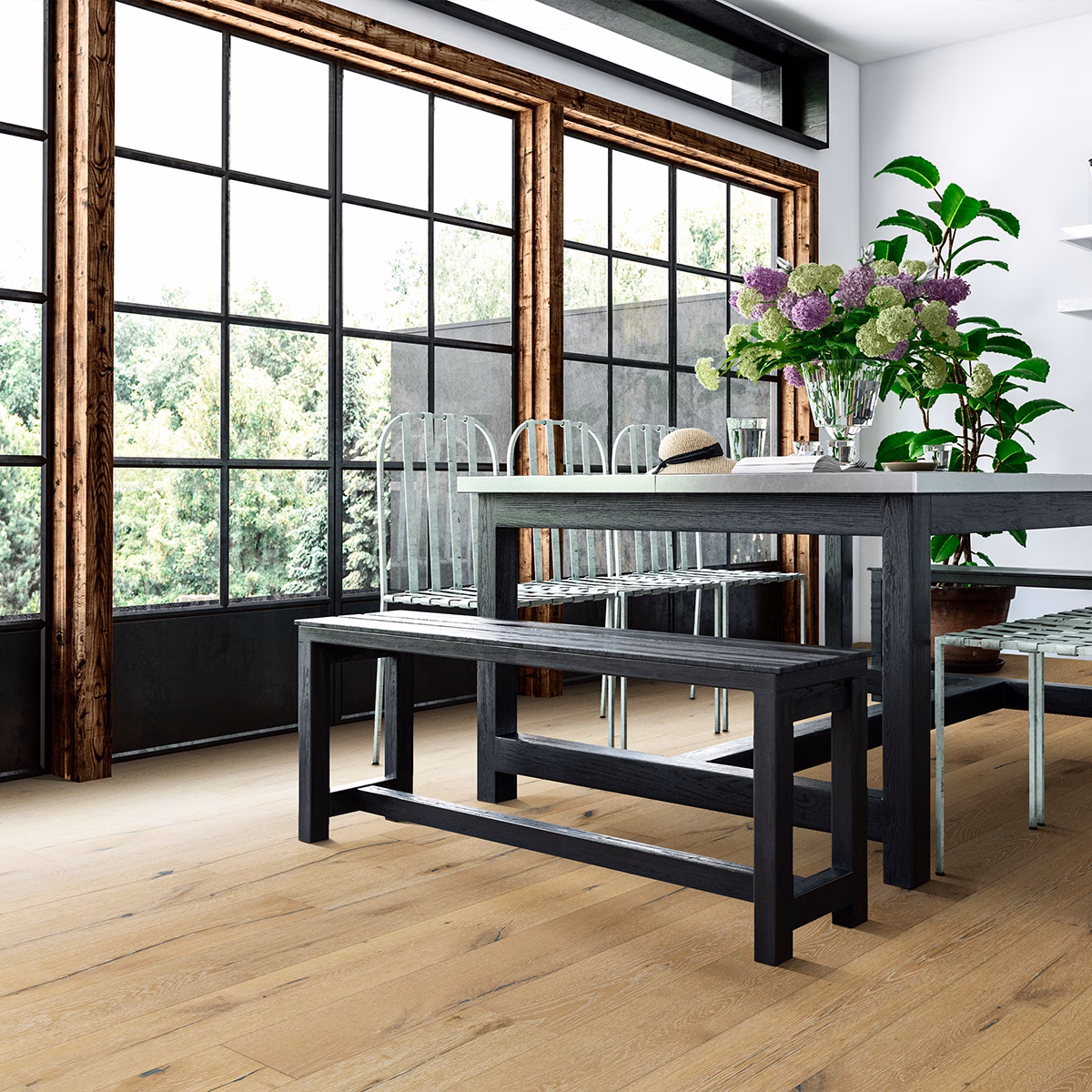 LIFECORE Amara Oak Perfect Play hardwood flooring installed in a room