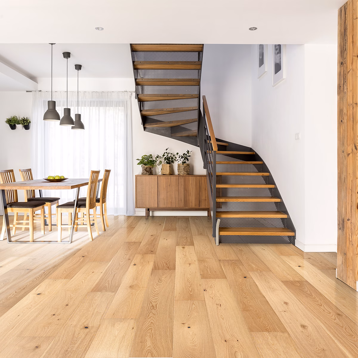 LIFECORE Bliss Oak Moonlit hardwood flooring installed in a room