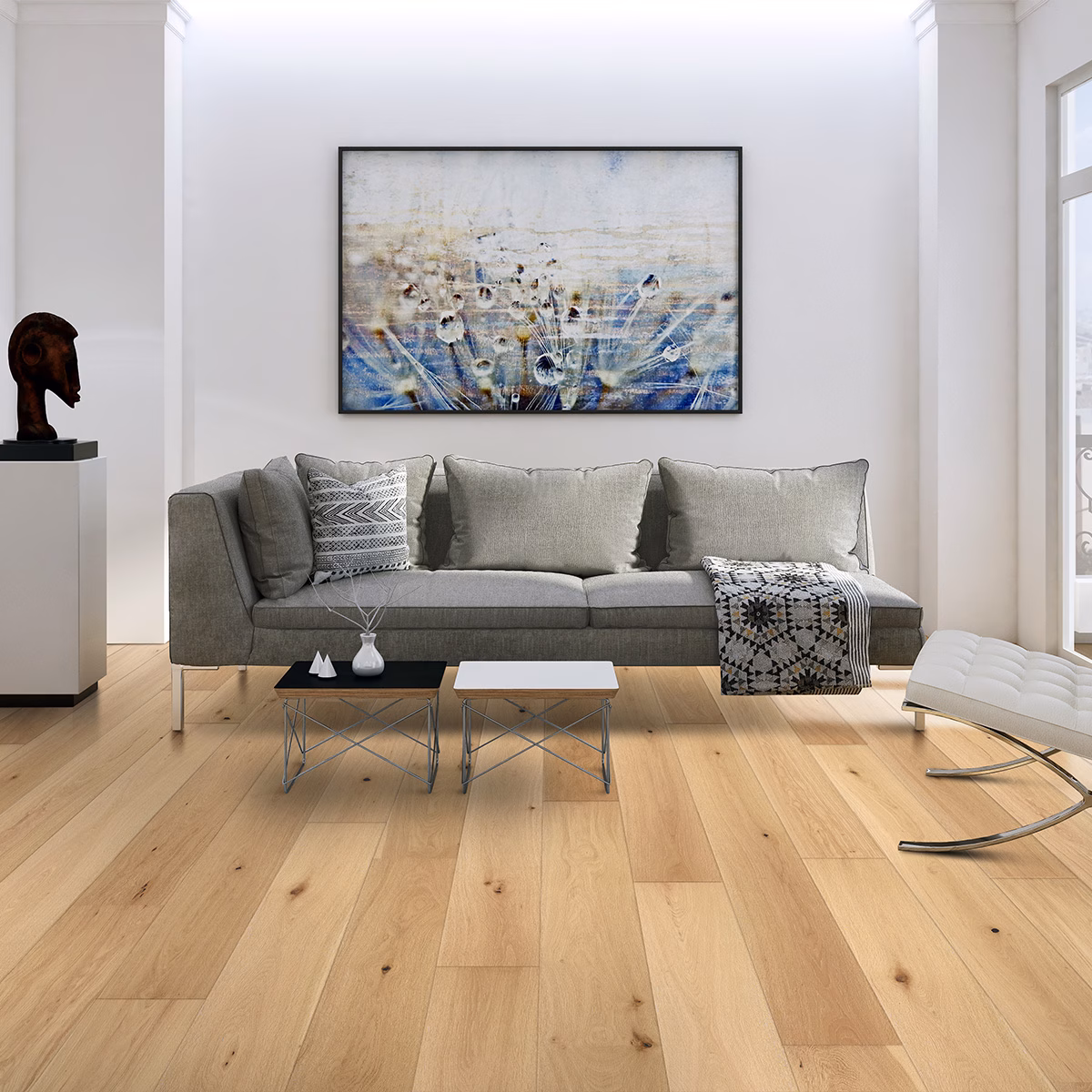 LIFECORE Bliss Oak Pale Splendor hardwood flooring installed in a room