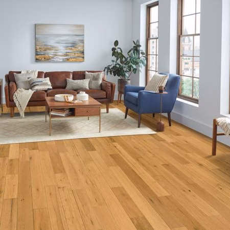 Bruce Brushed Impressions Bronze Eastward Warmth hardwood flooring installed in a room