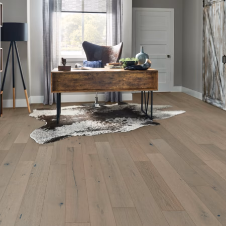 Bruce Brushed Impressions Silver Breezy Gray hardwood flooring installed in a room