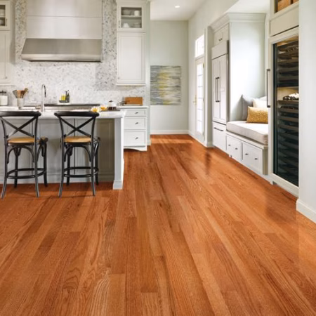 Bruce Natural Choice Gunstock hardwood flooring installed in a room