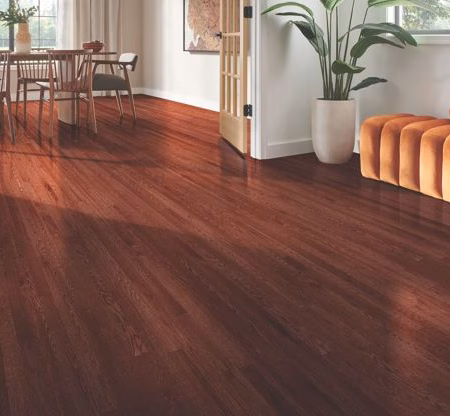Bruce Natural Choice Cherry hardwood flooring installed in a room