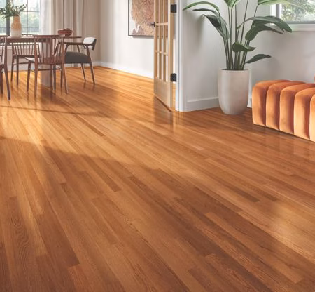 Bruce Natural Choice Butter Rum hardwood flooring installed in a room