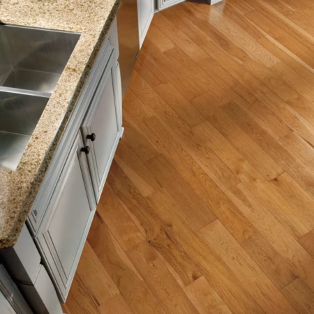 Bruce American Treasures Smokey Topaz hardwood flooring installed in a room