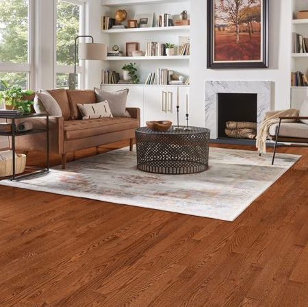 Bruce Dundee Saddle hardwood flooring installed in a room