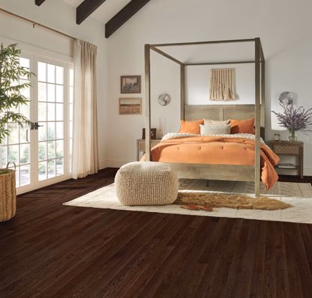 Bruce Dundee Mocha hardwood flooring installed in a room