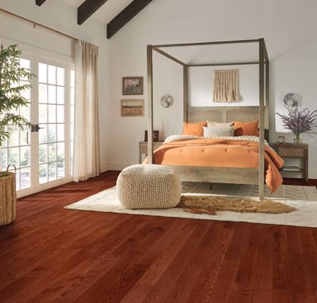 Bruce Dundee Cherry hardwood flooring installed in a room