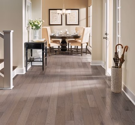 Bruce Dundee First Frost hardwood flooring installed in a room