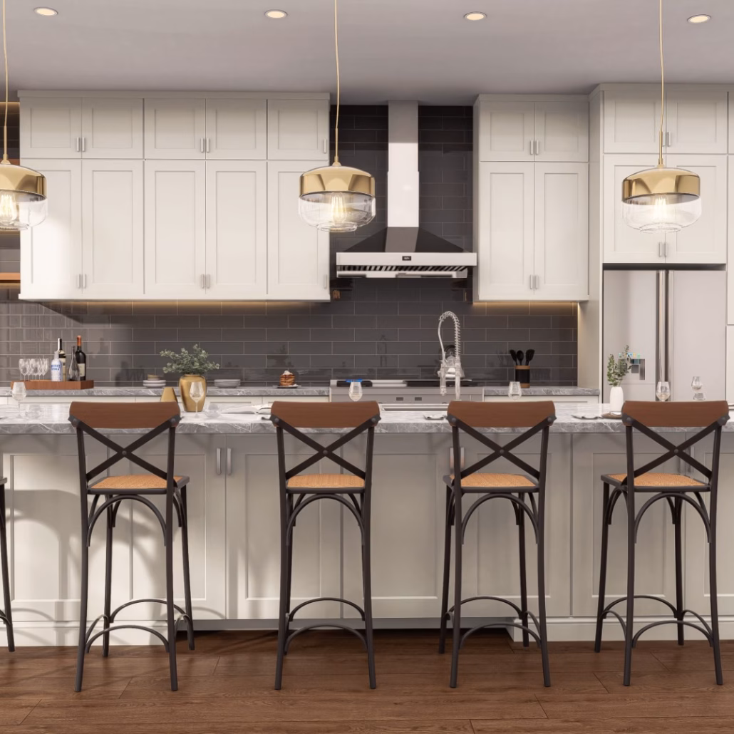Jarlin Cream White Shaker cabinetry kitchen view 1