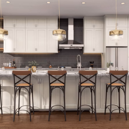 Jarlin Cream White Shaker cabinetry kitchen view 1