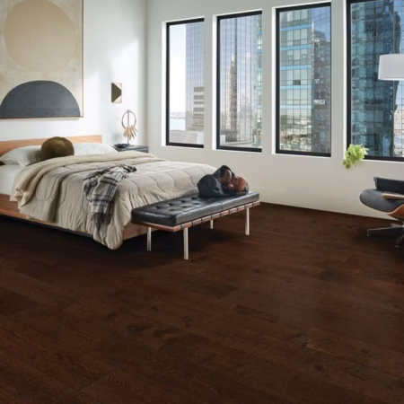 Hartco Prime Harvest Elite Cocoa Bean hardwood flooring installed in a room