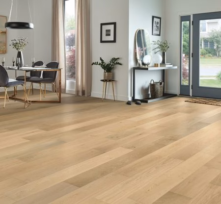 Armstrong Flooring Wanderer's Way Beach Walk hardwood flooring installed in a room