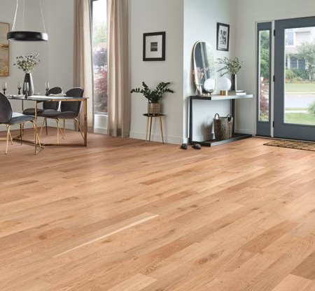 Armstrong Flooring Wanderer's Way Sublime Warmth hardwood flooring installed in a room