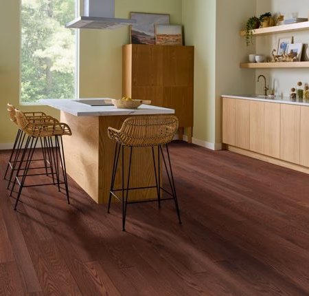 Armstrong Flooring Spirited Trail Timeless Aesthetic hardwood flooring installed in a room