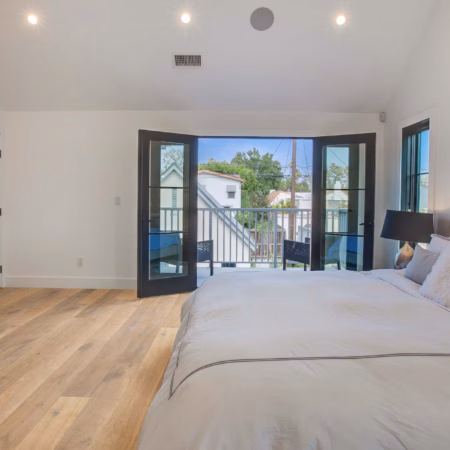Sienna Parquetry River Mississippi hardwood flooring installed in a room