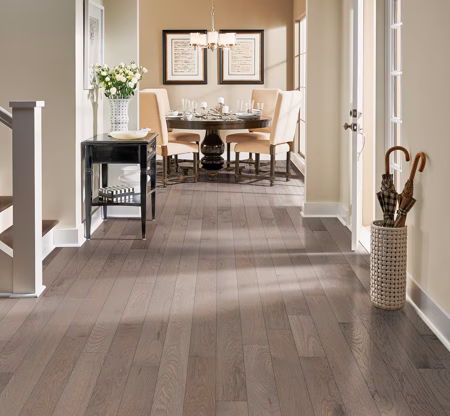 Bruce Dundee First Frost hardwood flooring installed in a room