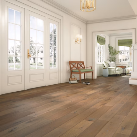 Hartco TimberBrushed Silver Sand Mountain hardwood flooring installed in a room