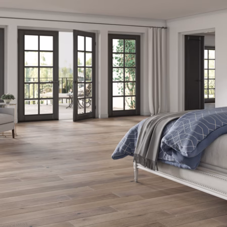 Hartco TimberBrushed Gold Breezy Point hardwood flooring installed in a room