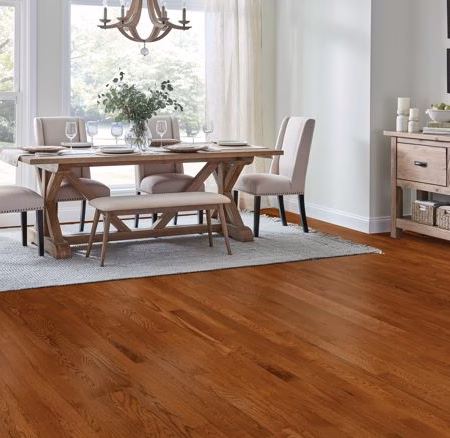 Bruce St. Vincent Gunstock hardwood flooring installed in a room