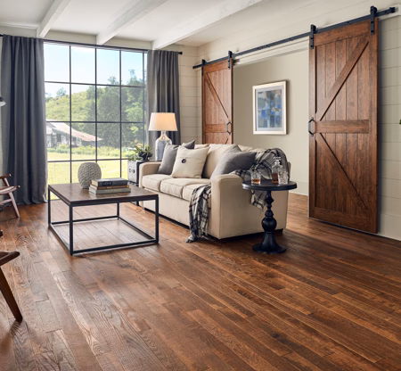 Bruce Barnwood Living Lincoln hardwood flooring installed in a room