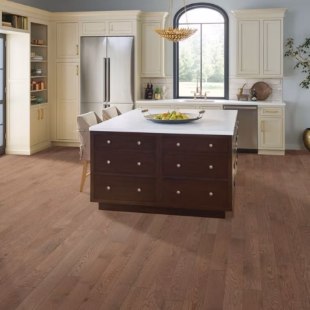 Hartco Prime Harvest Elite Dreamiest Taupe hardwood flooring installed in a room