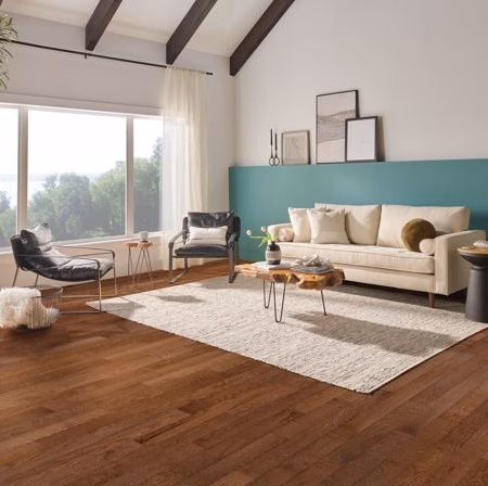 Hartco Sensory Forest Shade and Shadow hardwood flooring installed in a room