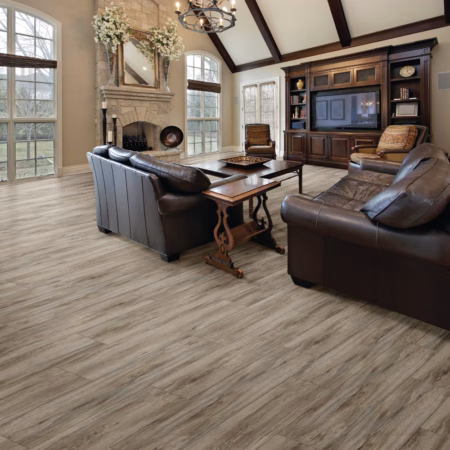Congoleum Triversa Prime Frosted Coffee vinyl flooring installed in a room