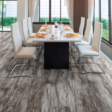 Congoleum Triversa Prime Warm Pewter vinyl flooring installed in a room