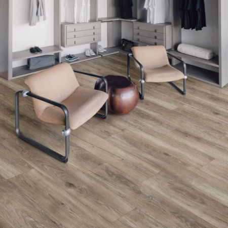 Congoleum Triversa Prime Warm Gray vinyl flooring installed in a room