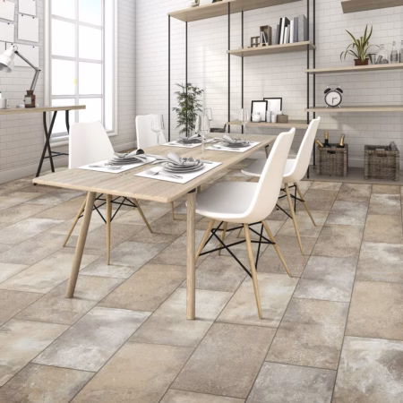 Congoleum Triversa Prime White Wool vinyl flooring installed in a room