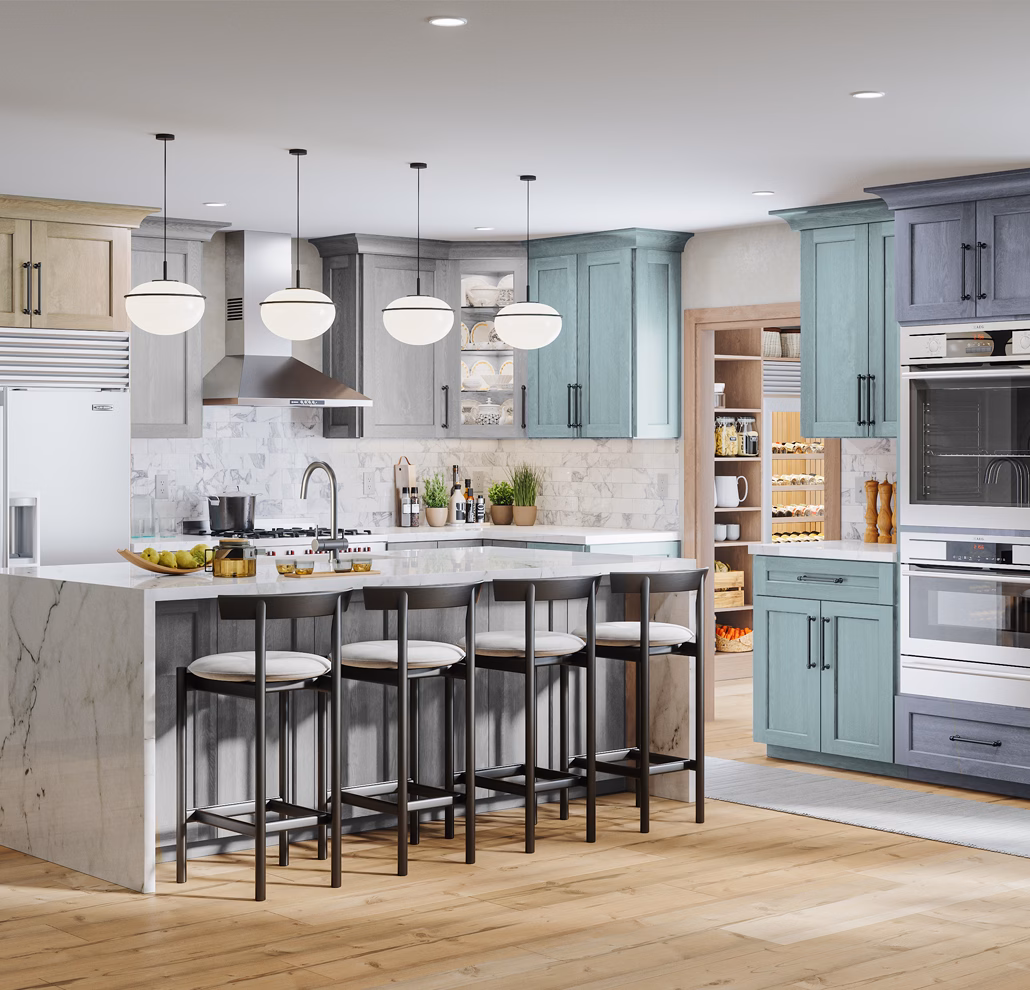 Jarlin Unfinished Birch Shaker cabinetry kitchen view 1