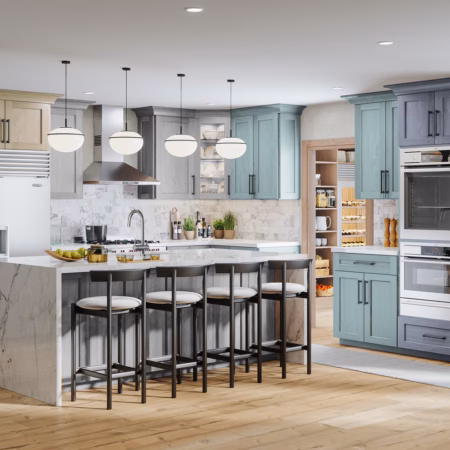 Jarlin Unfinished Birch Shaker cabinetry kitchen view 1